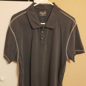 Caribbean blue polo with natural stitching